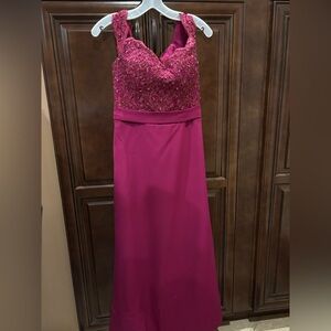 PROM or Formal Wedding Party Evening Dress - Custom Made in Fuchsia Lace